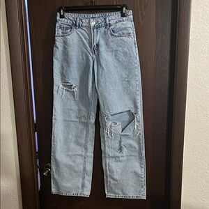 H&M Relaxed Ripped Jeans wide leg